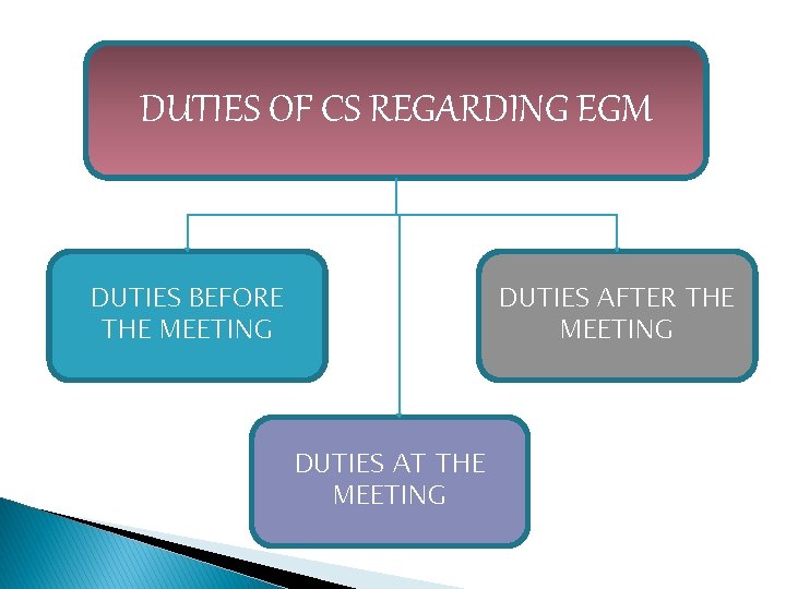 DUTIES OF CS REGARDING EGM DUTIES BEFORE THE MEETING DUTIES AFTER THE MEETING DUTIES