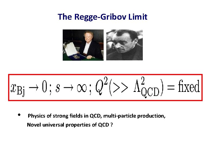 The Regge-Gribov Limit • Physics of strong fields in QCD, multi-particle production, Novel universal The Regge-Gribov Limit • Physics of strong fields in QCD, multi-particle production, Novel universal