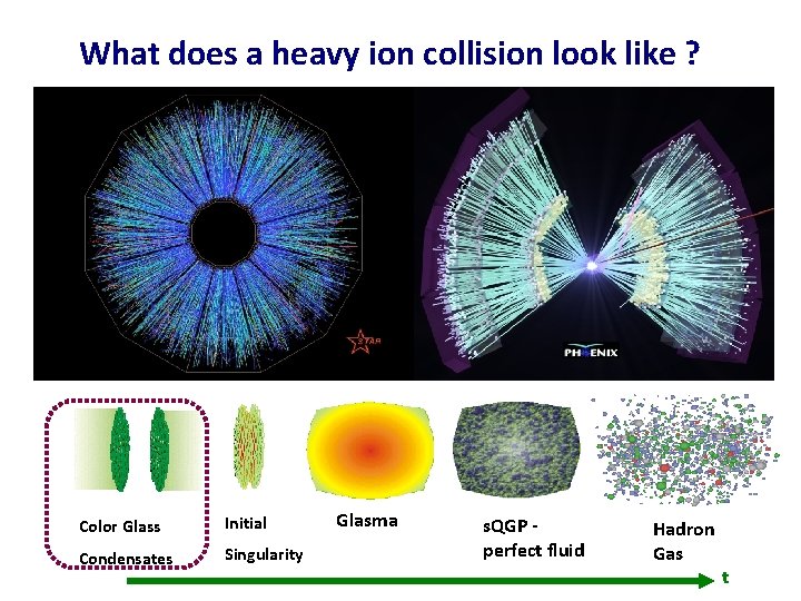 What does a heavy ion collision look like ? Color Glass Initial Condensates Singularity What does a heavy ion collision look like ? Color Glass Initial Condensates Singularity