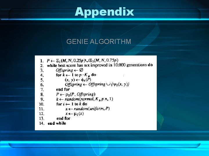 Appendix GENIE ALGORITHM 