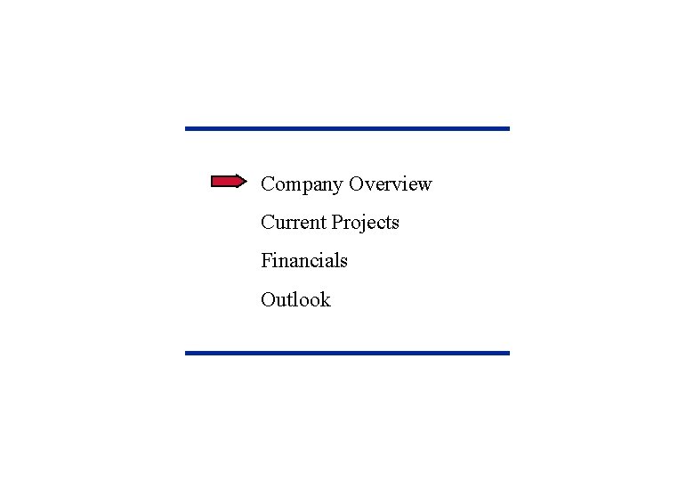 Company Overview Current Projects Financials Outlook Company Overview Current Projects Financials Outlook