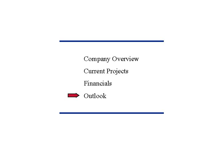 Company Overview Current Projects Financials Outlook Company Overview Current Projects Financials Outlook