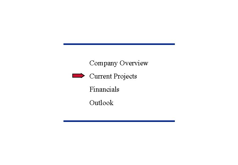 Company Overview Current Projects Financials Outlook Company Overview Current Projects Financials Outlook
