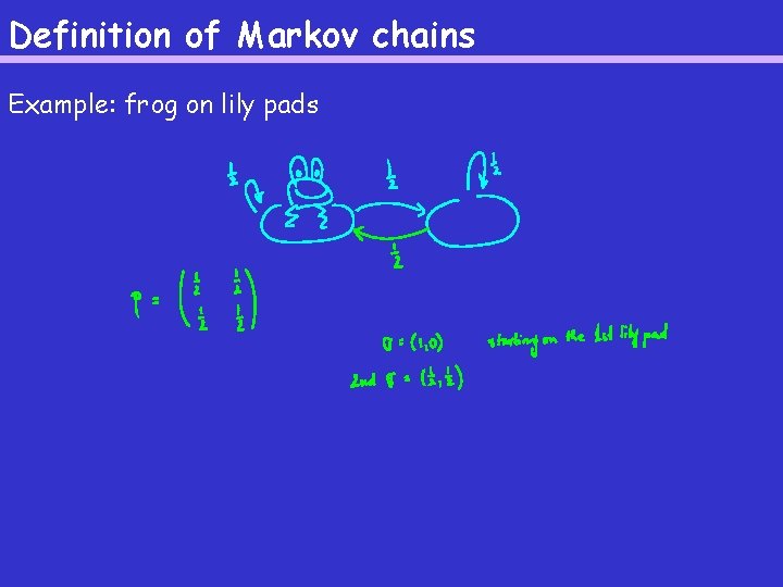 Definition of Markov chains Example: frog on lily pads 