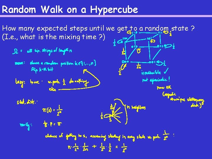 Random Walk on a Hypercube How many expected steps until we get to a