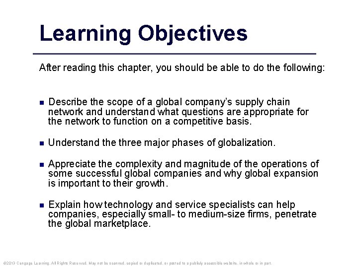 Learning Objectives After reading this chapter, you should be able to do the following: