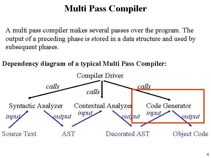 Multi Pass Compiler A multi pass compiler makes several passes over the program. The