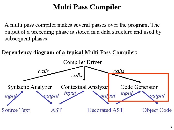 Multi Pass Compiler A multi pass compiler makes several passes over the program. The
