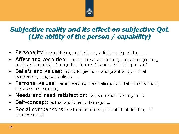 Subjective reality and its effect on subjective Qo. L (Life ability of the person