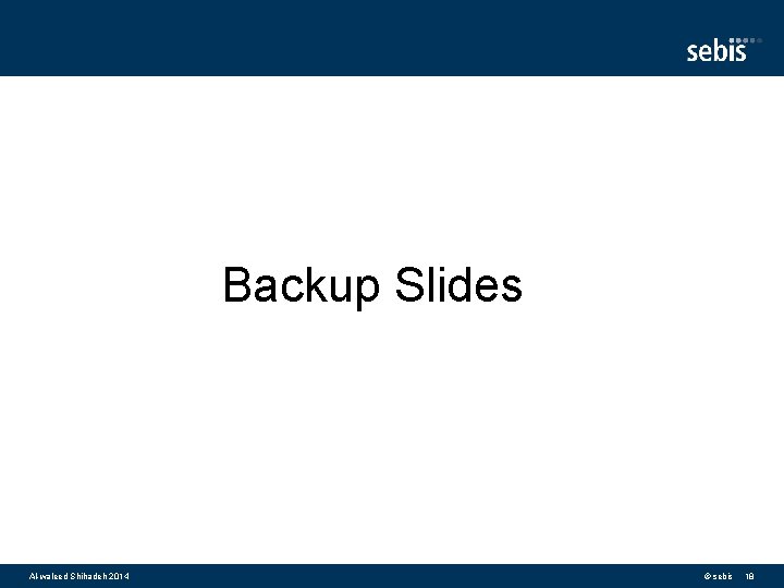 Backup Slides Al-waleed Shihadeh 2014 © sebis 18 