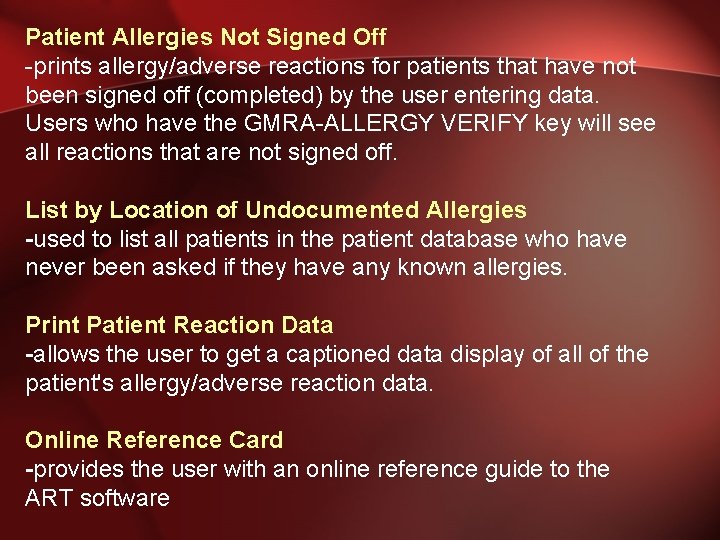 Patient Allergies Not Signed Off -prints allergy/adverse reactions for patients that have not been