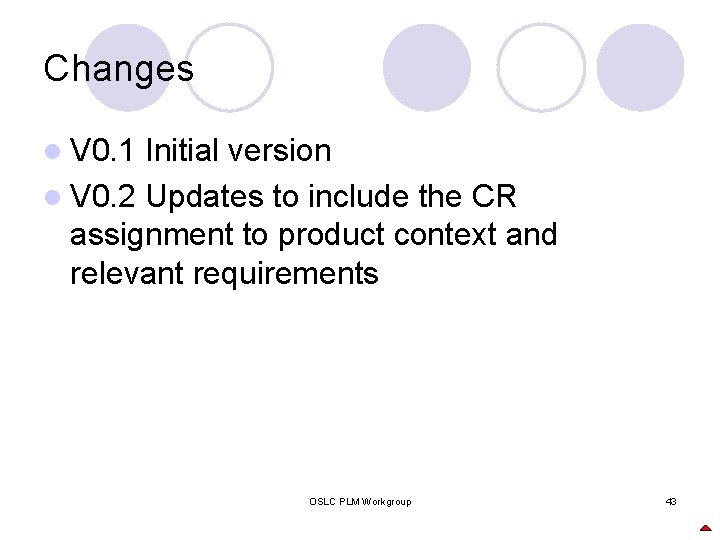 Changes l V 0. 1 Initial version l V 0. 2 Updates to include