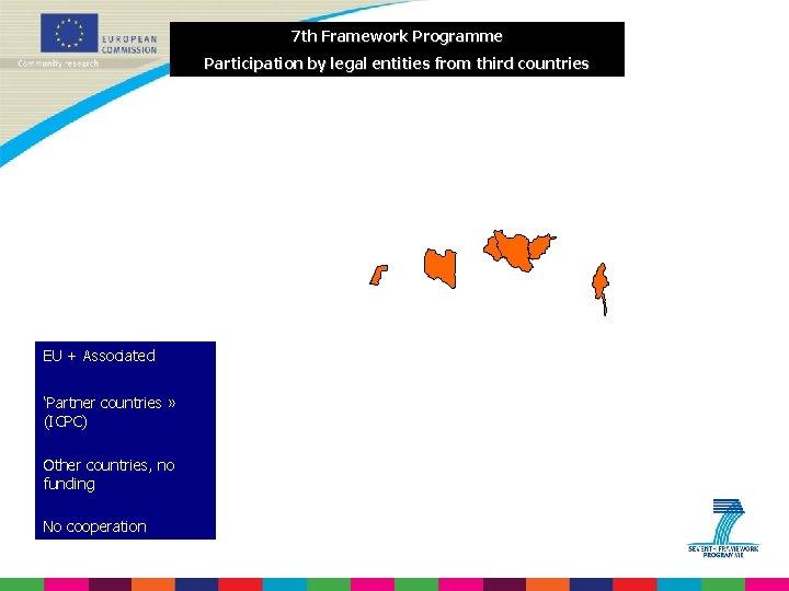 7 th Framework Programme Participation by legal entities from third countries EU + Associated
