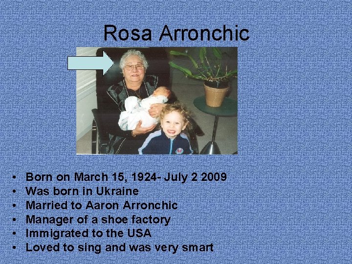 Rosa Arronchic • • • Born on March 15, 1924 - July 2 2009