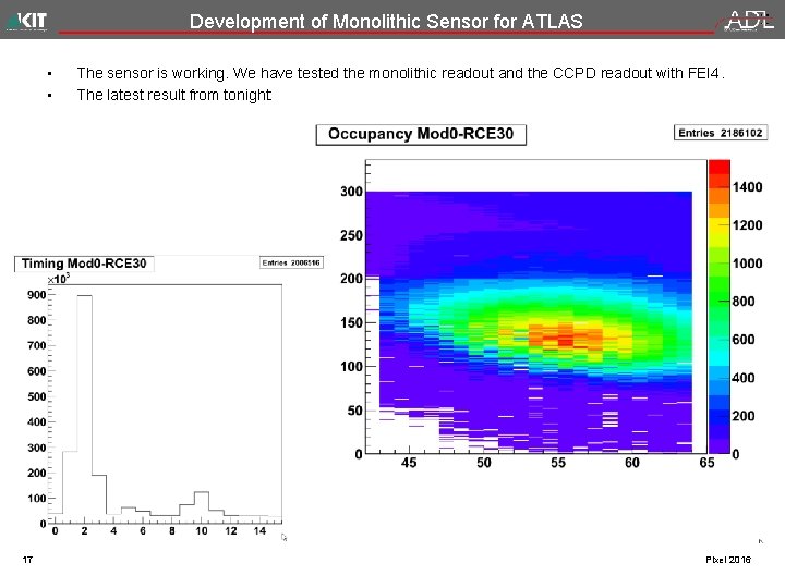 Development of Monolithic Sensor for ATLAS • • 17 The sensor is working. We