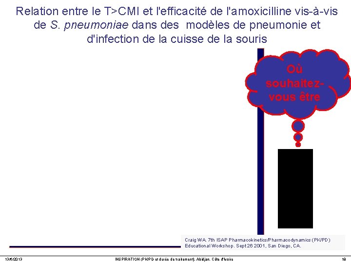 Relation entre le T>CMI et l'efficacité de l'amoxicilline vis-à-vis de S. pneumoniae dans des