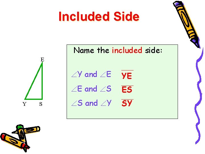 Included Side Name the included side: E Y S Y and E YE E