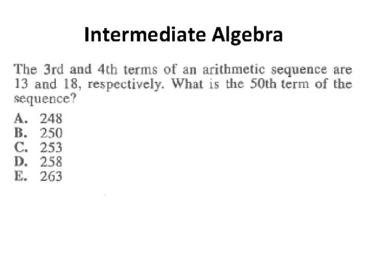 Intermediate Algebra 