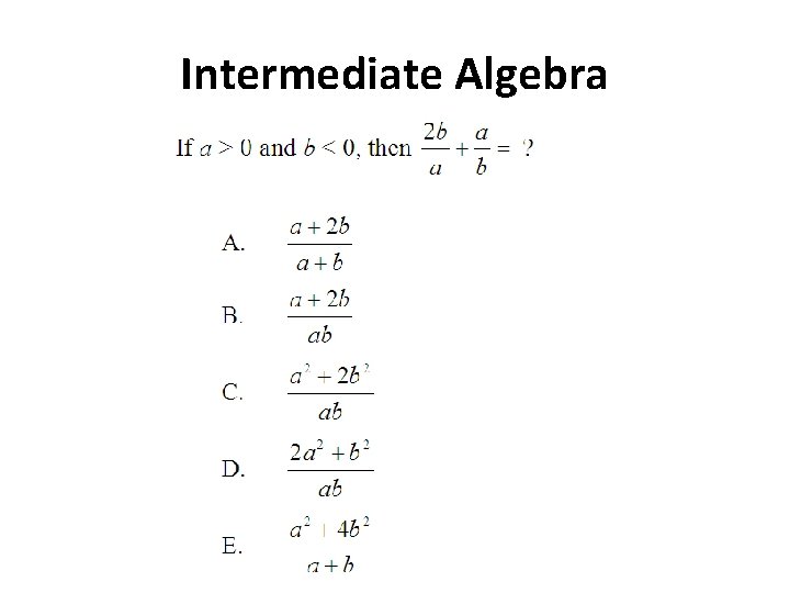 Intermediate Algebra 