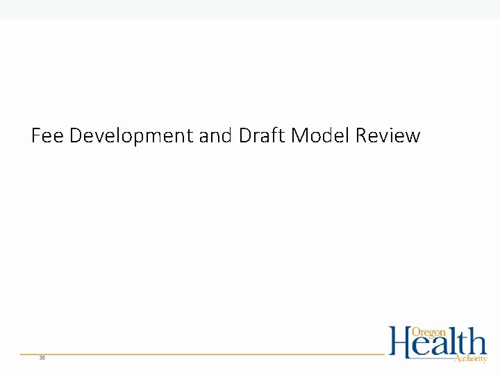 Fee Development and Draft Model Review 38 