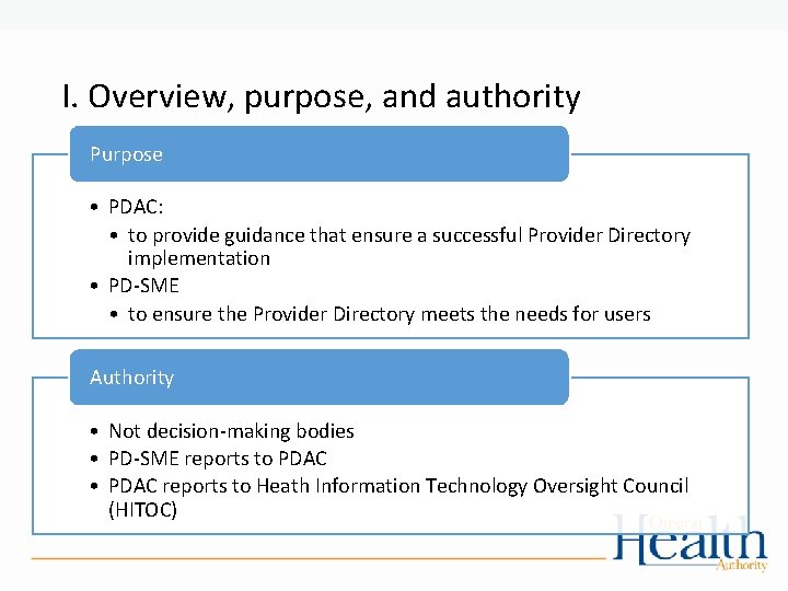 I. Overview, purpose, and authority Purpose • PDAC: • to provide guidance that ensure I. Overview, purpose, and authority Purpose • PDAC: • to provide guidance that ensure
