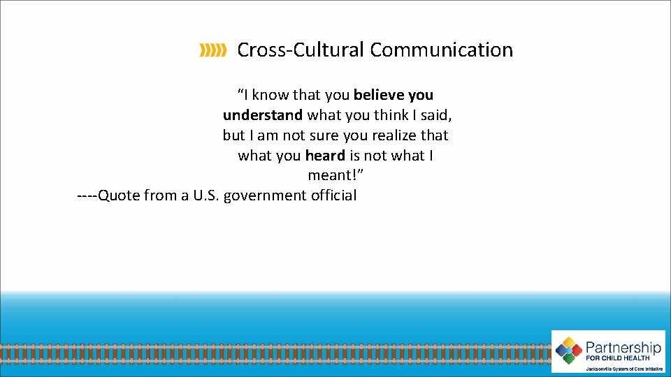 Cross-Cultural Communication “I know that you believe you understand what you think I said,