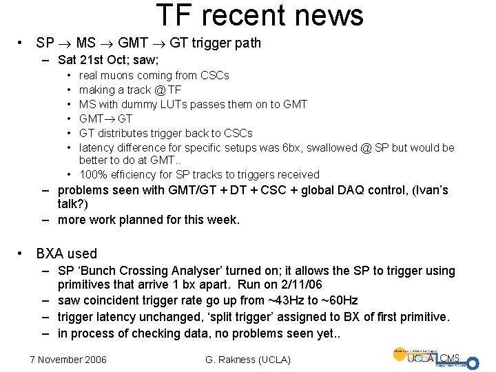 TF recent news • SP MS GMT GT trigger path – Sat 21 st