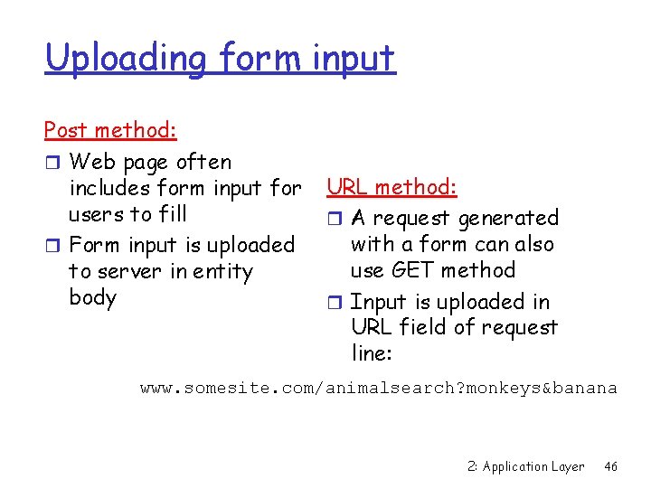 Uploading form input Post method: r Web page often includes form input for users