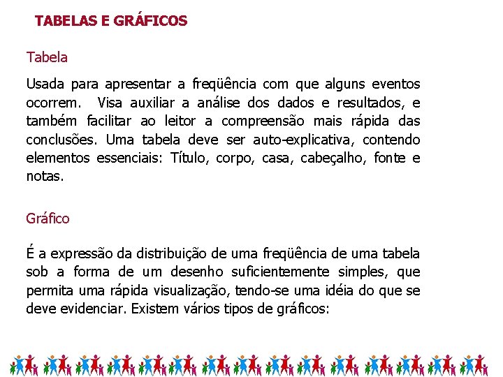 TABELAS E GRÁFICOS Tabela Usada para apresentar a freqüência com que alguns eventos ocorrem.