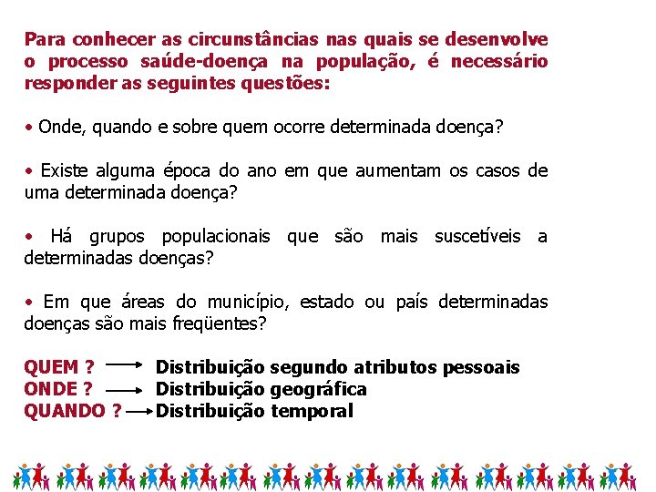 Para conhecer as circunstâncias nas quais se desenvolve o processo saúde-doença na população, é