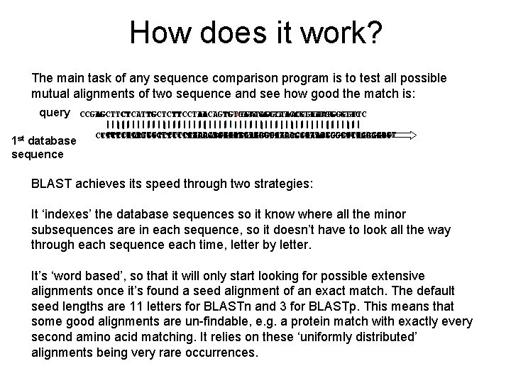 How does it work? The main task of any sequence comparison program is to