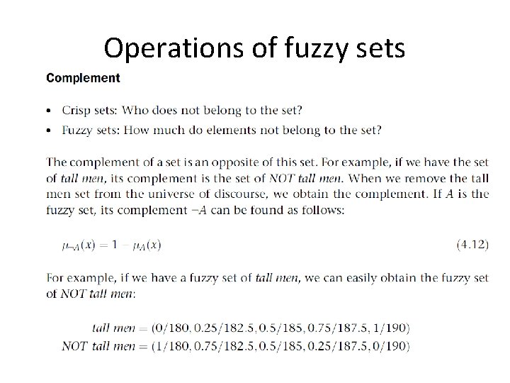 Operations of fuzzy sets 