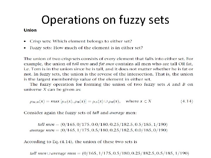 Operations on fuzzy sets 