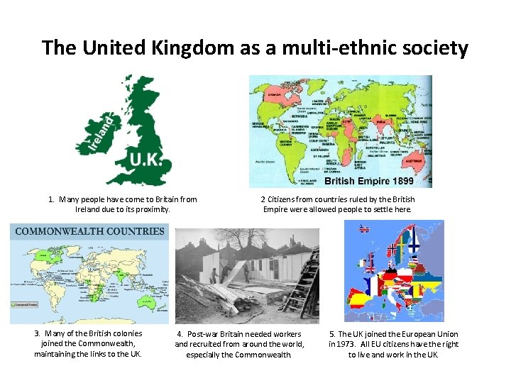 The United Kingdom as a multi-ethnic society 1. Many people have come to Britain