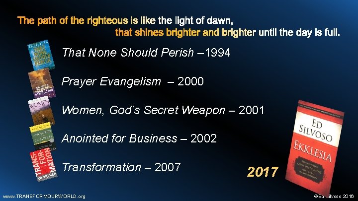That None Should Perish – 1994 Prayer Evangelism – 2000 Women, God’s Secret Weapon