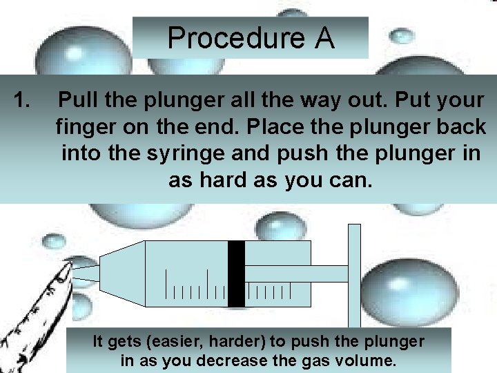 Procedure A 1. Pull the plunger all the way out. Put your finger on