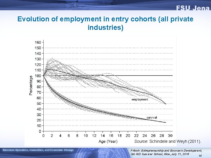 Evolution of employment in entry cohorts (all private industries) Source: Schindele and Weyh (2011).