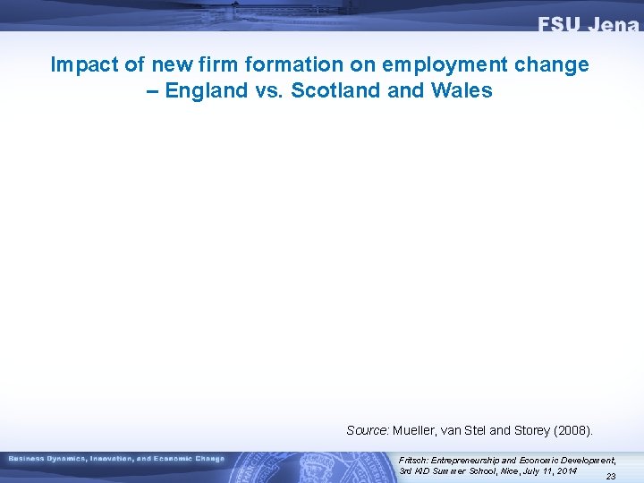 Impact of new firm formation on employment change – England vs. Scotland Wales Source: