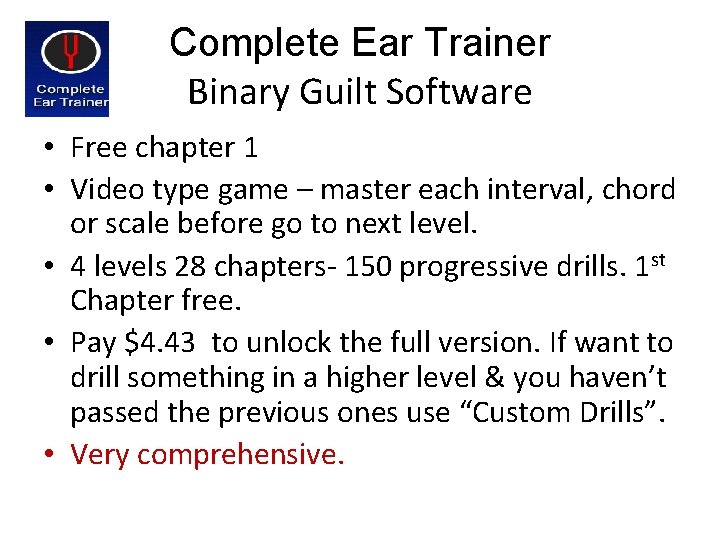 Complete Ear Trainer Binary Guilt Software • Free chapter 1 • Video type game