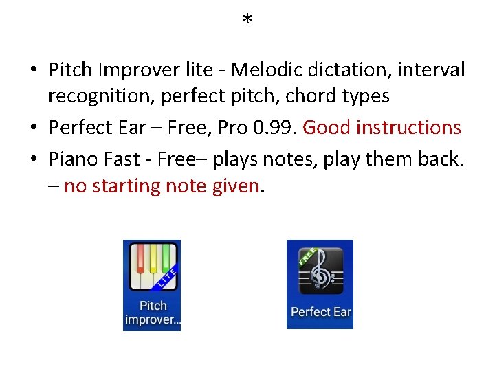 * • Pitch Improver lite - Melodic dictation, interval recognition, perfect pitch, chord types