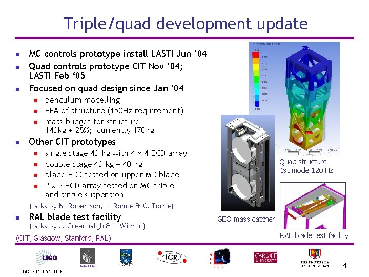 Triple/quad development update n n n MC controls prototype install LASTI Jun ’ 04 Triple/quad development update n n n MC controls prototype install LASTI Jun ’ 04