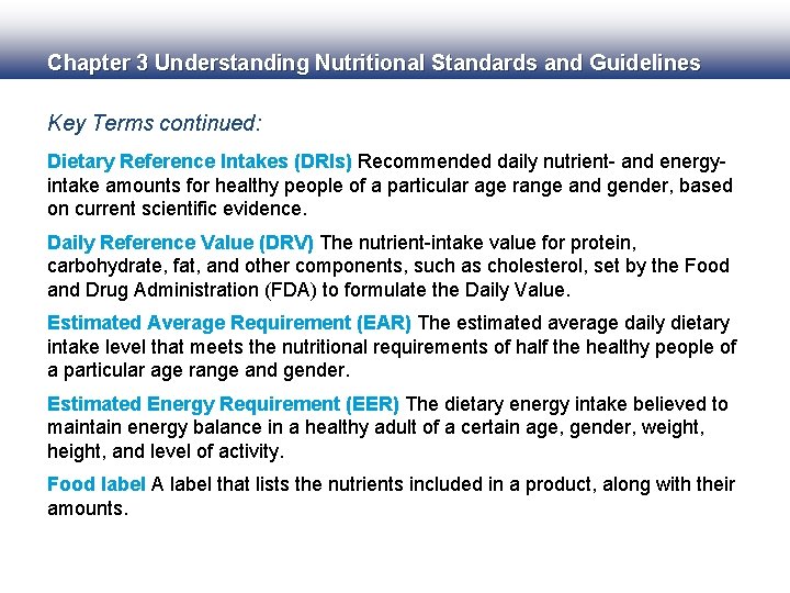 Chapter 3 Understanding Nutritional Standards And Guidelines Nutrition