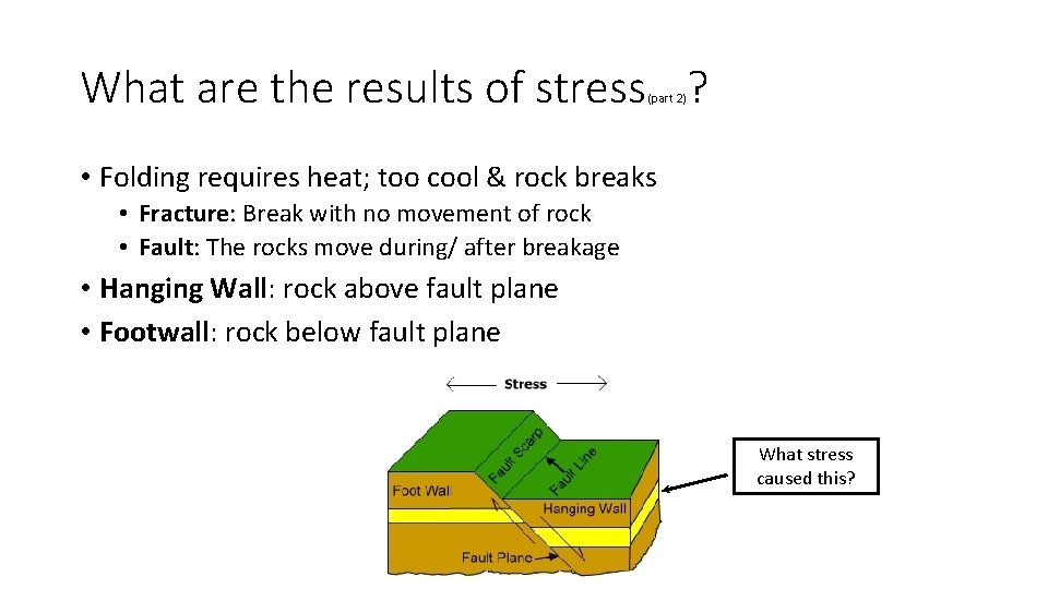 What are the results of stress ? (part 2) • Folding requires heat; too What are the results of stress ? (part 2) • Folding requires heat; too