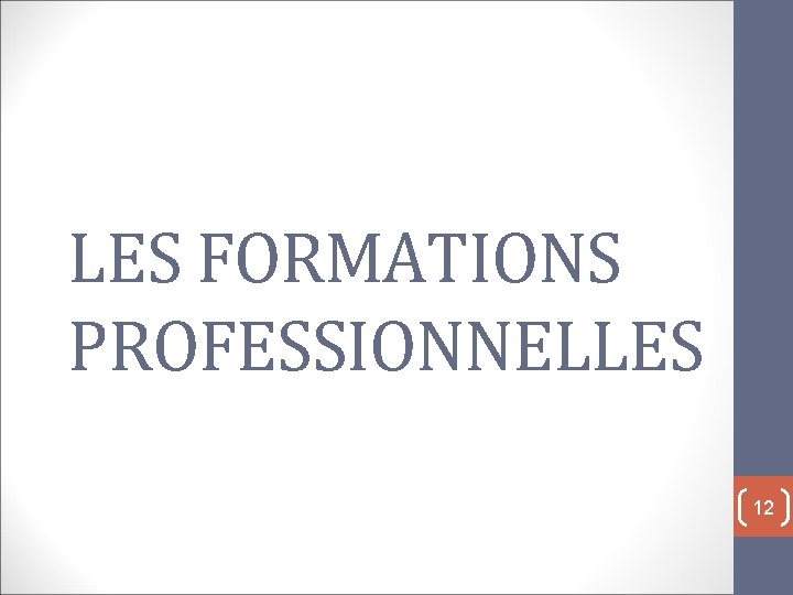 LES FORMATIONS PROFESSIONNELLES 12 