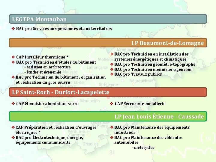 LEGTPA Montauban v BAC pro Services aux personnes et aux territoires LP Beaumont-de-Lomagne v