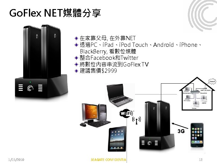 Go. Flex NET媒體分享 在家靠父母, 在外靠NET 透過PC、i. Pad、i. Pod Touch、Android、i. Phone、 Black. Berry, 看數位媒體 整合Facebook和Twitter