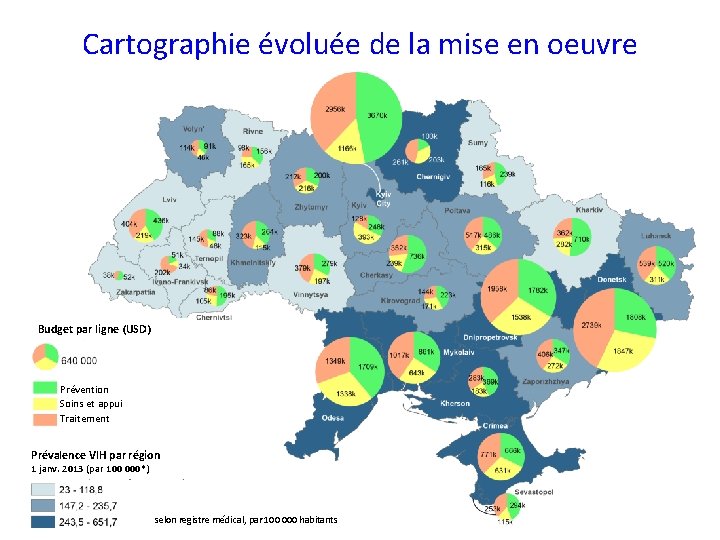 Cartographie évoluée de la mise en oeuvre Budget par ligne (USD) Prévention Soins et