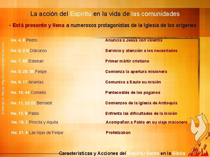 La acción del Espíritu en la vida de las comunidades © Marcelo A. Murúa