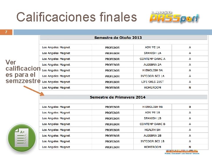 Calificaciones finales 7 Ver calificacion es para el semzzestre 