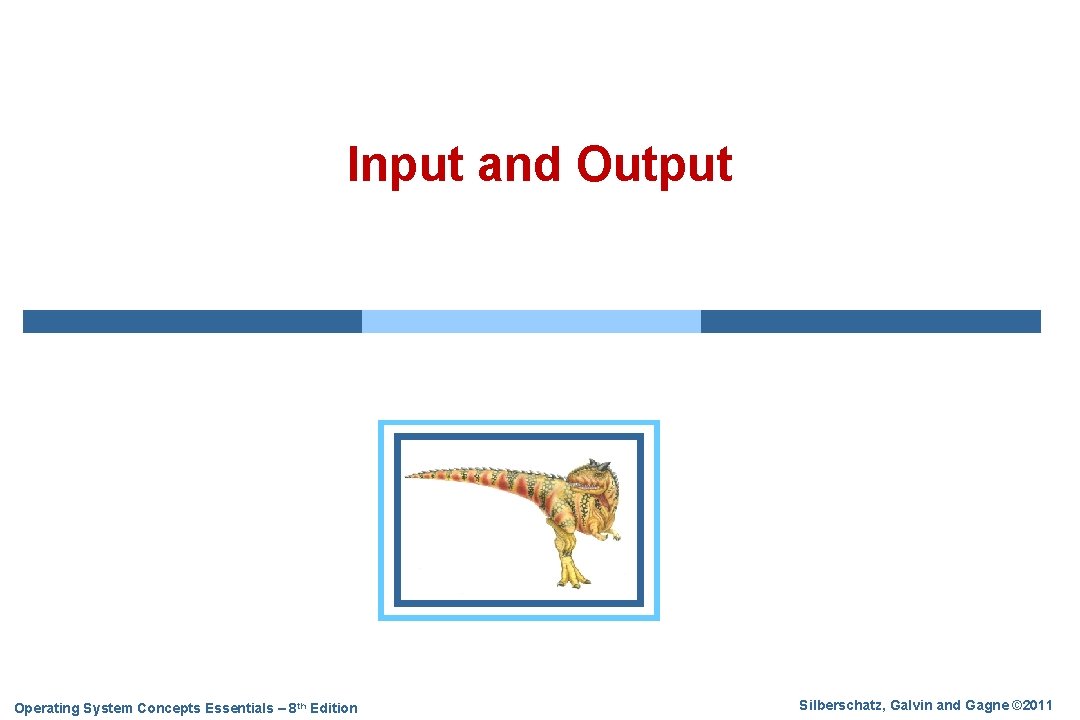 Input and Output Operating System Concepts Essentials – 8 th Edition Silberschatz, Galvin and